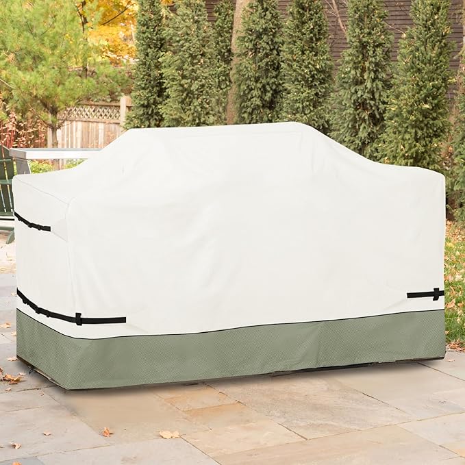 Bitubi 98 Inch Island Grill Cover - 600D Heavy Duty Waterproof All Weather Protection Extra Large Grill Cover,Beige&Grayish Green