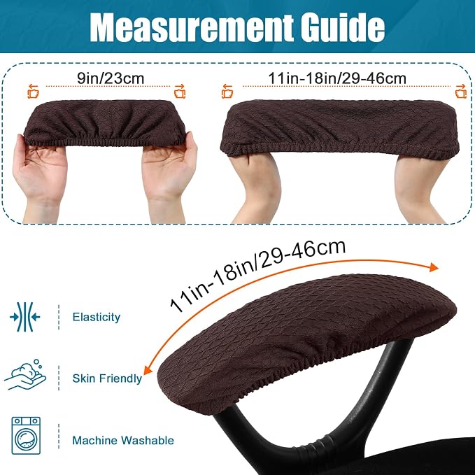 Smiry Office Computer Chair Armrest Covers, 2PCs Anti-dust Arm Rest Pad | Removable Washable Desk Chair Arm Pad Covers, Chocolate