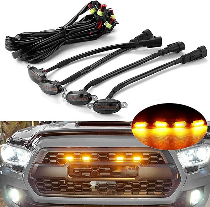 16X Style Smoked Lens Amber LED Front Grille Running Lights for 2009-2018