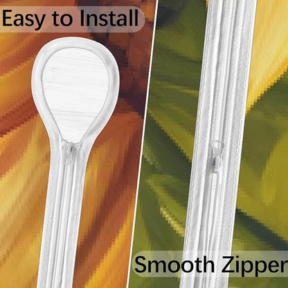 Sunflower Outdoor Round Fitted Tablecloth with Umbrella Hole and Zipper, 36"-44" Elastic Patio Table Cloth Oil-Proof Waterproof Patio Table Cover for Picnic Party Camping