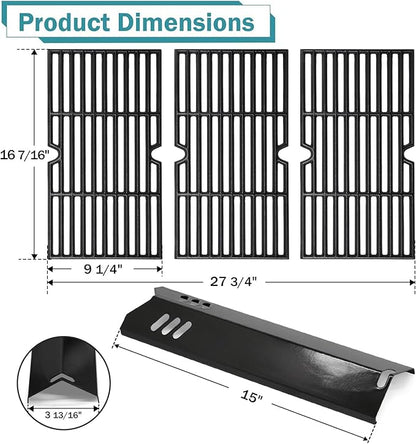 DGF493BNP Drip Pan Grill Replacement Parts for Dyna Glo DGF493BNP, DGB494SPB, Backyard Grill BY13-101-001-12, Grill Grates, Heat Shields and Adjustable 24''-30'' Grease Tray for Dyna-glo 4 Burner