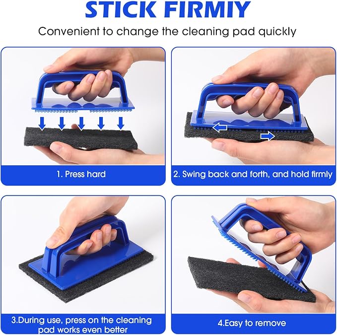 Reallnaive 62 Pcs Griddle Cleaning Kit for Flat Top Grill,Blue | Screen Holder, Grill Screens Cleaning Pads, Heavy Duty Abrasive Mesh Pads for Cast Iron, Stainless Steel Griddle Cleaner