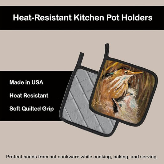 Caroline's Treasures JMK1223PTHD Happy Family Pair of Pot Holders Kitchen Heat Resistant Pot Holders Sets Oven Hot Pads for Cooking Baking BBQ, 7 1/2 x 7 1/2