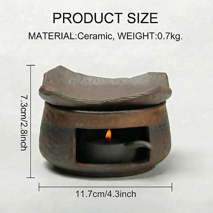 Zen Incense Burner Kit,Ceramic Aromatherapy Burner for Cedar Essential Oil Burner,Tea Light Teapot Warmer Candle Holder for Home Office Meditation Relaxation Decor