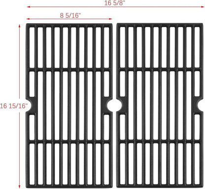 17 Inch Grates G460-0500-W1 463645015 Grill Replacement Parts for Charbroil Grill Grate 463633316 G517-0014-W1 463672416 463642116 463251414 463622515 463672016 463650413 Cast Iron Cooking Grates 2Pcs