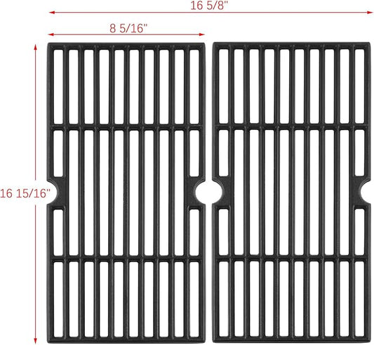 17 Inch Grates G460-0500-W1 463645015 Grill Replacement Parts for Charbroil Grill Grate 463633316 G517-0014-W1 463672416 463642116 463251414 463622515 463672016 463650413 Cast Iron Cooking Grates 2Pcs