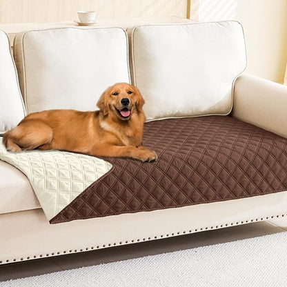 Smiry Waterproof Reversible Pet Couch Covers for Dogs | Pet Friendly, Soft Fabric, Washable Sofa Furniture Protector for Dogs Cat Kids, Checkered (40"x70", Brown/Beige)
