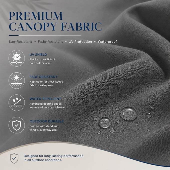 10ft Patio Umbrella, 3-Tier Vented Outdoor Table Umbrella with 8 Sturdy Fiberglass Ribs, Windproof Market Umbrella with Push Button Tilt and Crank, UV Protection for Deck, Pool, Grey