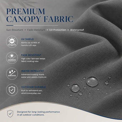 10ft Patio Umbrella, 3-Tier Vented Outdoor Table Umbrella with 8 Sturdy Fiberglass Ribs, Windproof Market Umbrella with Push Button Tilt and Crank, UV Protection for Deck, Pool, Grey