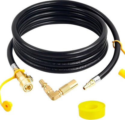 Upgraded 12FT RV Quick Connect Propane Hose for RV to Grill, Low Pressure Quick Connect Propane Hose with Elbow Adapter for 17" and 22" Blackstone Griddles/Grills