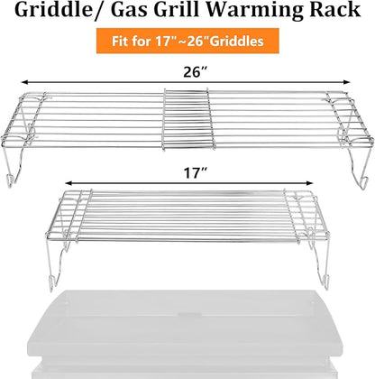 Utheer Warming Rack for Blackstone 17 & 22" Griddle, Adjustable Griddle Accessories Cooling Warming Rack for Blackstone Weber Camp Chef Pit BOSS Cuisinart More Tabletop Flat top 17-26 Inch Gas Grills