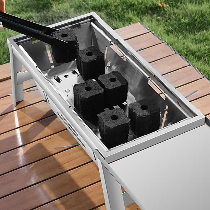 Barbecue Grill Charcoal Grill BBQ Grill Camping Charcoal Grill Folding BBQ Grills Stainless Steel Charcoal Barbecue Cooker for Outdoor Camping Patio Backyard