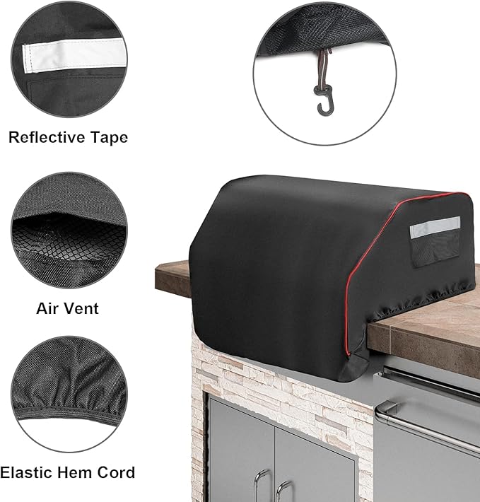 32 Inch Built-in Grill Cover for Bull 45005 Built in Gas Grill, Grill Cover for Outdoor Grill, Bull Outdoor Kitchen & Grill Head Cover, Waterproof Heavy Duty BBQ Grill Cover Cover with Handle