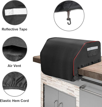 32 inch Built-in Grill Cover for Bull 45005 Built in Gas Grill, BBQ Grill Top Cover Replace for Bull Lonestar 4 Burner, 87048 Smoker Heavy Duty Waterproof Windproof BBQ Grill Cover with Handle