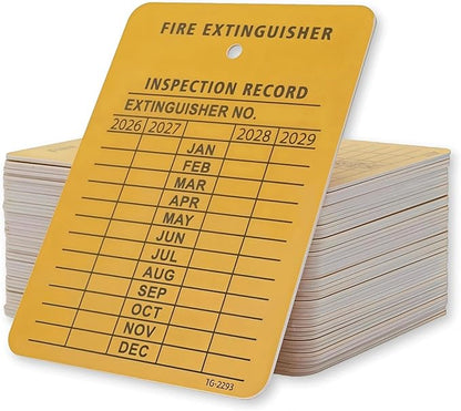 48-Pack Fire Extinguisher Inspection Tags, Monthly Maintenance Record Labels for 2026-2029, Durable Yellow Plastic for Indoor & Outdoor Use, Safety Compliance Tags for Fire Safety Inspections