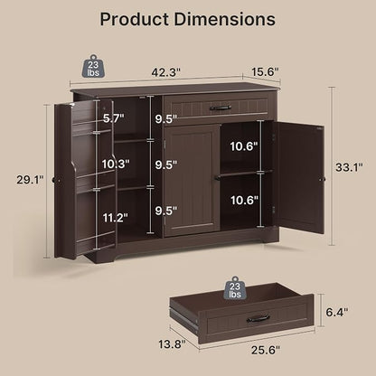 Buffet Cabinet with Storage Shelf, Dark Brown | Coffee Bar for Kitchen, Dining, Laundry, or Living room