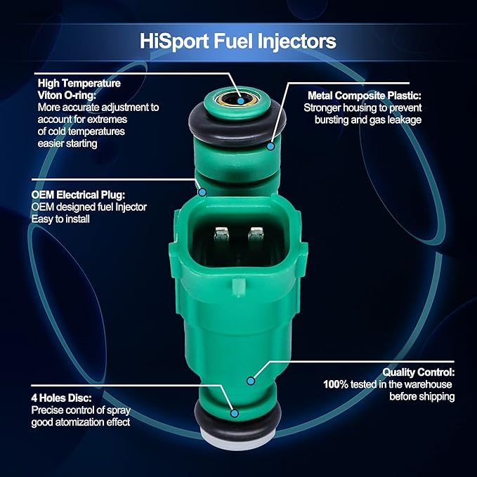 HiSport Fuel Injectors 35310-37150 Compatible with 1999-11 Hyundai Kia 1.6L 2.5L 2.7L 4 PCS/PACK