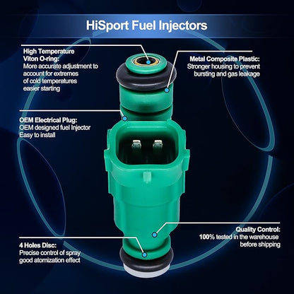 HiSport Fuel Injectors 35310-37150 Compatible with 1999-11 Hyundai Kia 1.6L 2.5L 2.7L 4 PCS/PACK