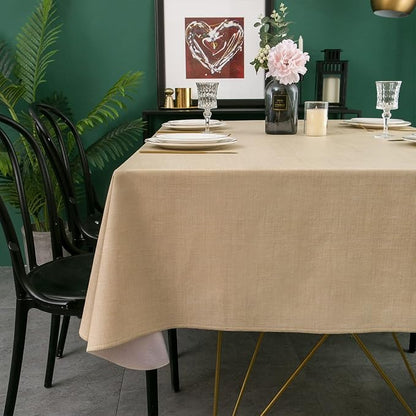 LIBERECOO Vinyl Tablecloth with Flannel Backing, Champagne, Waterproof, Stain-Resistant, Easy-Clean Table Cover for Dining, Kitchen, and Outdoor Use, 60" x 120" Rectangle