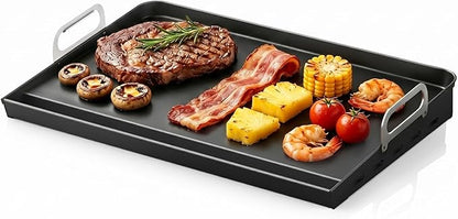 23"x16" Portable Steel Griddle for Gas Grill & Stove Top, Heavy Duty Grill Griddle for Weber, Nexgrill, Charbroil Grills, Easy to Clean, Ideal for Multi-Burner Cooking in Kitchen or Backyard
