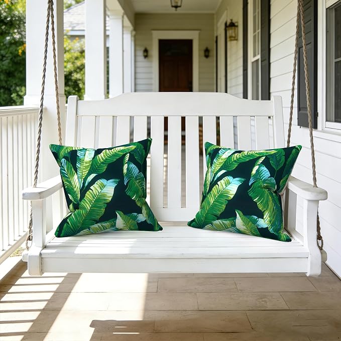 LVTXIII 2 Pack Outdoor Throw Pillow Covers for Patio Furniture, 16x16 Inch Square Pillow Case, Water-Repellent Cushion Covers for Garden, Porch, Sofa, Hanalei Lagoon