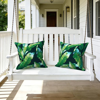 LVTXIII 2 Pack Outdoor Throw Pillow Covers for Patio Furniture, 16x16 Inch Square Pillow Case, Water-Repellent Cushion Covers for Garden, Porch, Sofa, Hanalei Lagoon