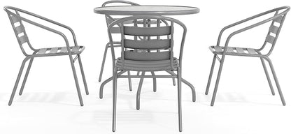 Flash Furniture 31.5 in Aluminum Round Table, Silver | Durable Construction, Commercial Use