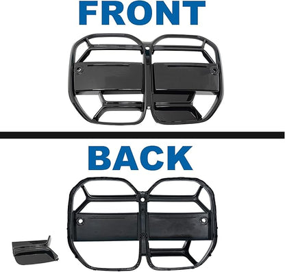 G22 Grille - Black Kidney Single slats Grill Compatible With BMW 4 Series G22/G23 2021-2024 430i M440i ABS Gloss Black Kidney Grill