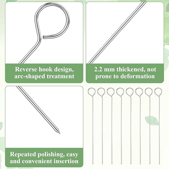 20 Pcs Metal Grill Skewers, 8 Inch Stainless Steel Kabob Skewers for Grilling, Reusable Kebab Skewer Metal BBQ Skewer for Kabobs Barbeque Chicken Fruit Vegetable Camping