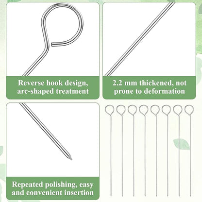 20 Pcs Metal Grill Skewers, 8 Inch Stainless Steel Kabob Skewers for Grilling, Reusable Kebab Skewer Metal BBQ Skewer for Kabobs Barbeque Chicken Fruit Vegetable Camping