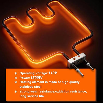 1500W Electric Heating Element for Smoker with Adjustable Thermostat Controller Cord Full Kit Compatible with Masterbuilt Electric Smoker Parts Smoker Heating Element Fits MB20070122 MB20071117