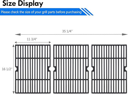 70-01-296 DGB610SSP Grates Replacement Parts for Dyna Glo DGB610SSP DGF600SSP Grill Grates Cast Iron Cooking Grate Dyna-glo Gas Grill 6 Burner Dyna Glo Grill Replacement Parts 3pcs