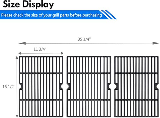 70-01-296 DGB610SSP Grates Replacement Parts for Dyna Glo DGB610SSP DGF600SSP Grill Grates Cast Iron Cooking Grate Dyna-glo Gas Grill 6 Burner Dyna Glo Grill Replacement Parts 3pcs