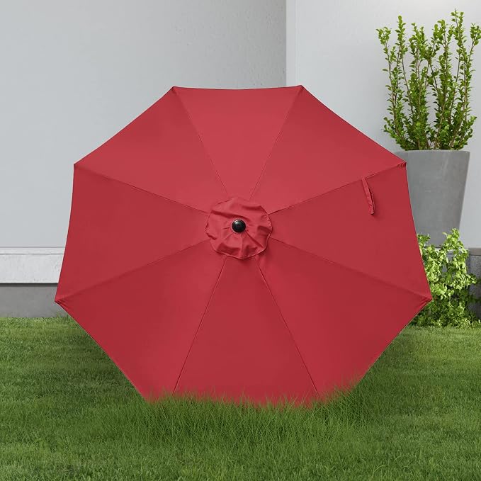 YSSOA 9' Patio Outdoor Table Market Yard Umbrella with 8 Sturdy Ribs, 9ft-2 Pack, Red-2 Pack