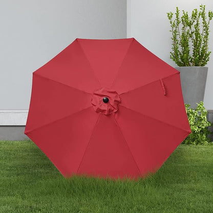 YSSOA 9' Patio Outdoor Table Market Yard Umbrella with 8 Sturdy Ribs, 9ft-2 Pack, Red-2 Pack