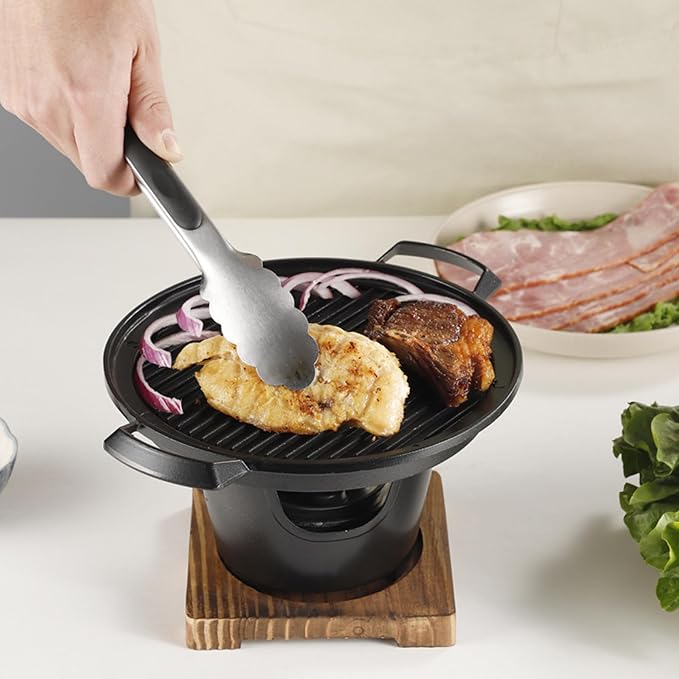 Korean BBQ Grill, Smokeless Non-stick Tabletop Charcoal Grill, Easy to Assemble Portable BBQ Grill for Home, Picnics, Camping and Outdoor Gatherings Charcoal Grill Smokeless Charcoal Grill Barbecue