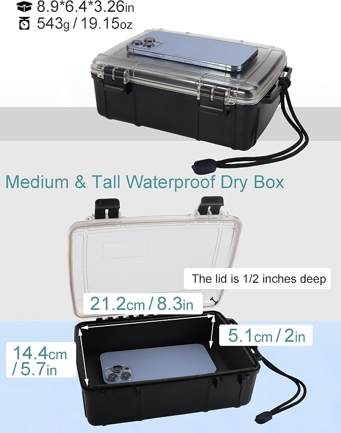 Avlcoaky Waterproof Box Dry Box Waterproof Containers Watertight Storage Box Dry Box Waterproof for Boat Kayak Dry Storage Box