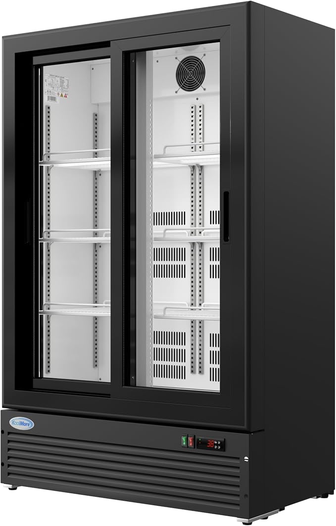 KoolMore 35 in. Retail Display Refrigerator, 10 Cu. Ft. Low Height Merchandiser Cooler, Aisle End Grab-and-Go Beverage Display Fridge for Convenience Stores, Supermarkets & Checkout, Black