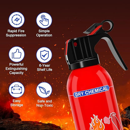 2 Pack ABC Dry Chemical Fire Extinguishers, Portable Dry Powder Fast-Acting Fire Extinguisher with Mount, Suitable for Home, Car, Boat, Truck, Electrical, Grease Fires