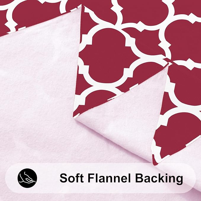Smiry Rectangle Tablecloth, Waterproof Vinyl Tablecloths with Flannel Backing for Rectangle Tables, Wipeable Spillproof Plastic Tablecloth for Dining, Camping, Indoor and Outdoor (60"x84", Burgundy)