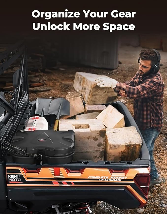 KEMIMOTO UTV Bed Storage Box 5.5GAL Compatible with Polaris Ranger General | 21L Black Bed Toolbox,Low-Density Polyethylene Cargo Box, Compatible with Ranger 1000/XP 900 570 500 2016-2026