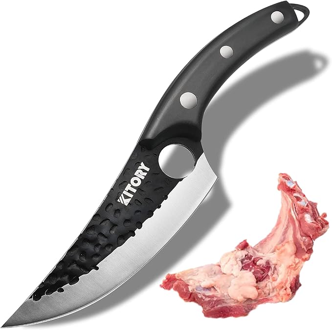 Hand-Forged Viking Boning Knife - 5.8" High Carbon Steel Butcher Knife with Ergonomic Wood Handle - Perfect for Meat Cutting, BBQ, Camping & Outdoor Cooking - Unique Gift for Chefs & Grill Masters