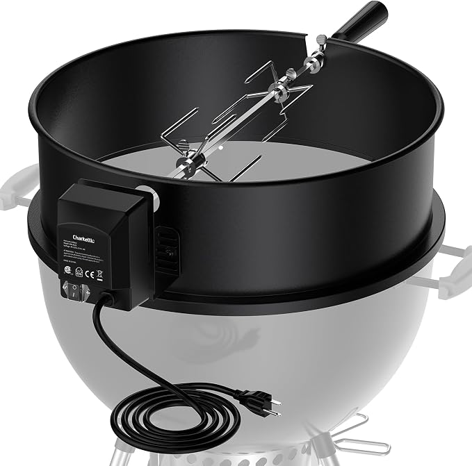 Skyflame Charkettle Rotisserie Ring Kit, Black Coated Steel | Compatible with Weber 18" Charcoal Kettle Grills, Compatible with Other Similar Kettle Grills, BBQ Grill Rotisserie Kit