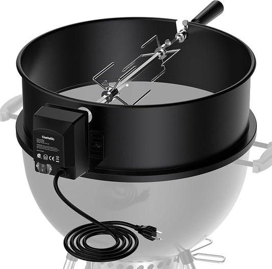 Skyflame Charkettle Rotisserie Ring Kit, Black Coated Steel | Compatible with Weber 18" Charcoal Kettle Grills, Compatible with Other Similar Kettle Grills, BBQ Grill Rotisserie Kit