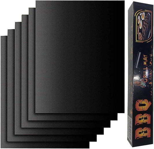 Grill Mat 6 Sets (15.7'' x 11.8'' x 0.08''), Black