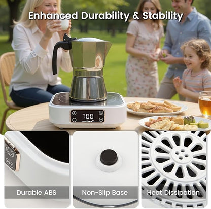 Mini Induction Cooktop 700W, 120V Portable Single Induction Burner – Compact Electric Hot Plate for Small Kitchens, Travel, RV, Camping – Quick Heat for Coffee, Tea, Flameless, Easy-Clean