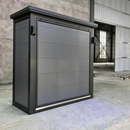 Prefab Outdoor Kitchen Pod with Roof and Grill, Modular Outdoor Kitchen Island with Sink Refrigerator Storage Cabinet, Backyard Patio BBQ Cooking Station for Outdoor Entertaining