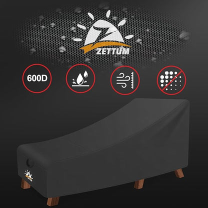 Zettum Outdoor Lounge Chair Cover 2 Pack - Waterproof Patio Chaise Lounge Chair Cover, 600D Fade-Resistant Outdoor Seating Covers For Pool Lounge Chair, Lawn Bench Furniture 72 x 30 x 30 Inch