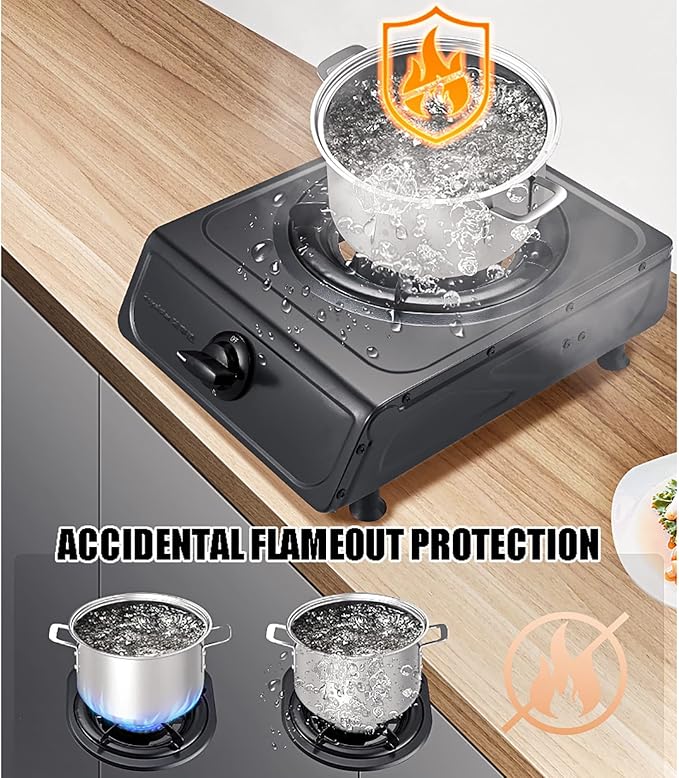 Gas Hob 4.2Kw Portable Camping Gas Stove Indoor Lpg Cooktop Single Burner Cooker 37X29X14Cm (Lpg) (Lpg)
