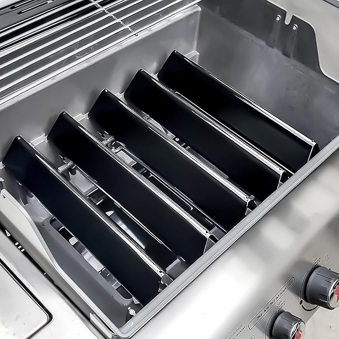 Uniflasy 7638 Grill Grates 7636 Flavorizer Bars for Weber Spirit 300 and Spirit II 300 Front Control, E310 E320 E330 S310 S320 S330 SP310 SP330, Porcelain-Enameled Cast Iron, 7-Pack 3-Burner Heat Kit